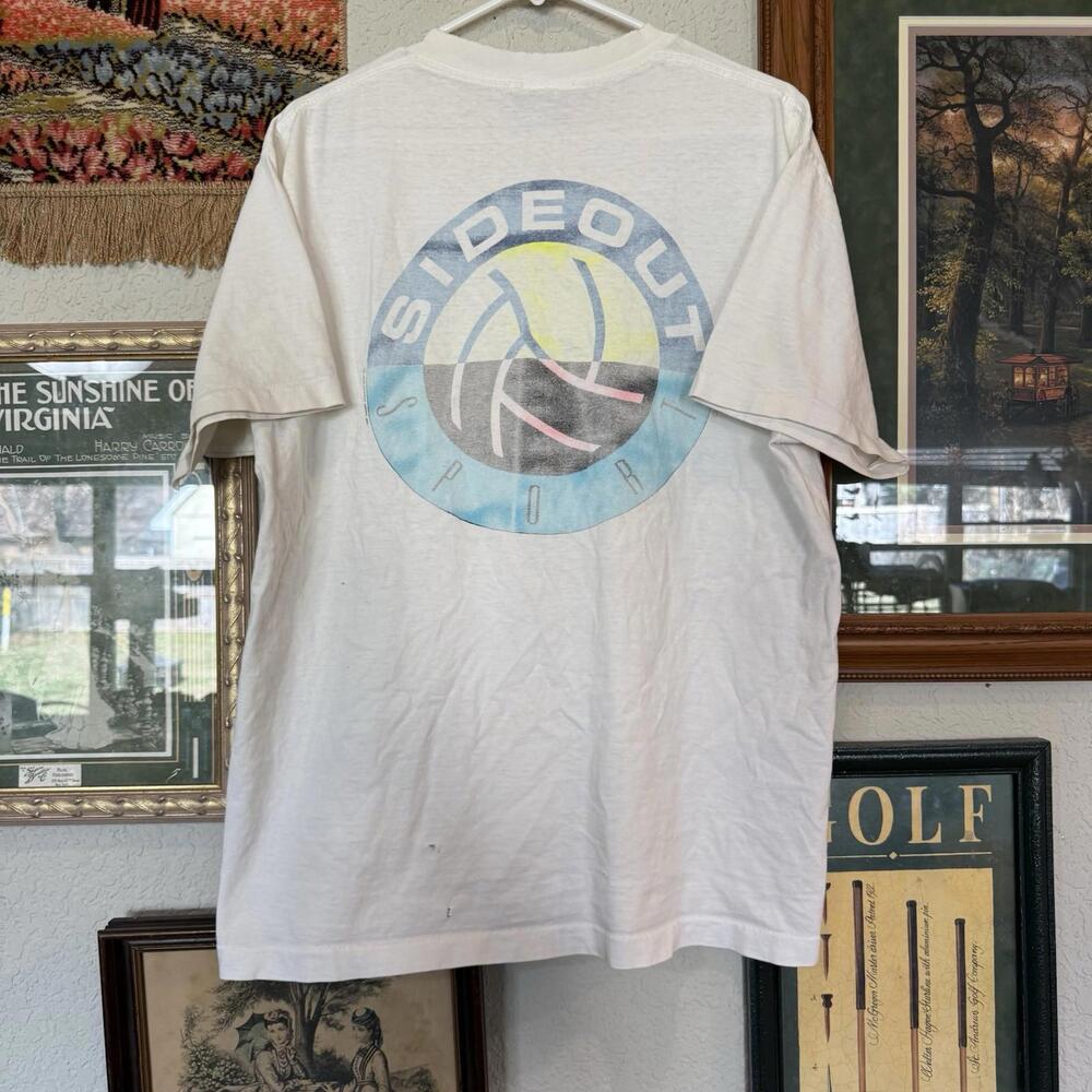 Vintage 80s Sideout Sport Volleyball Faded Single‎ Stitch Shirt Men's Large